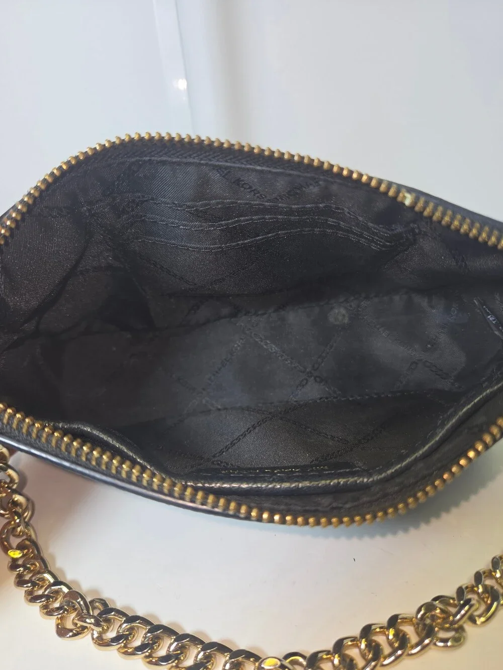 Michael Kors Black Pebbled Leather Chain Shoulder Bag